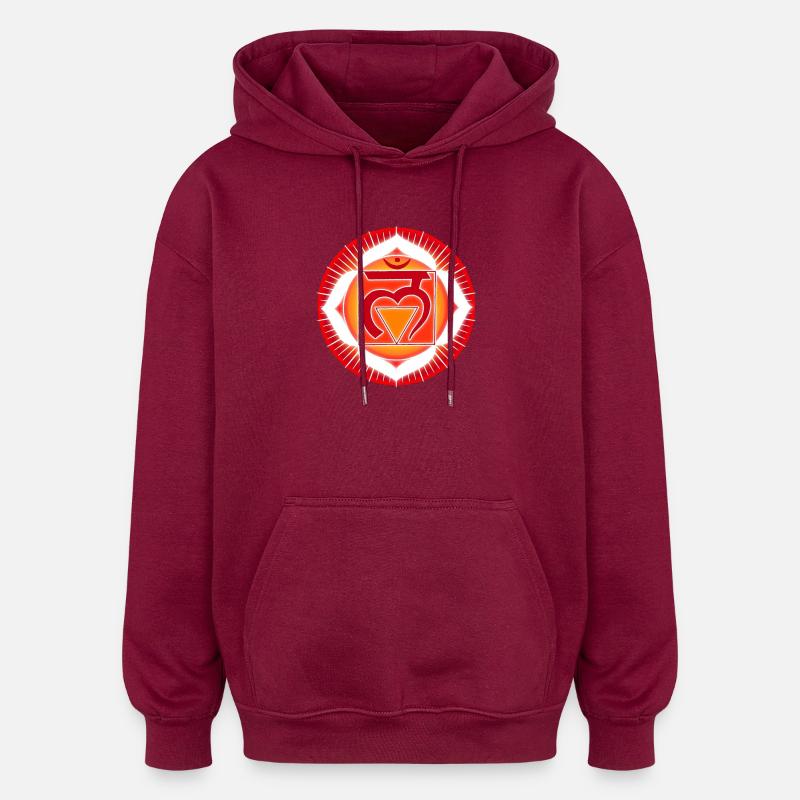 Wurzelchakra Muladhara - Oversized Unisex Hoodie - Burgunderrot