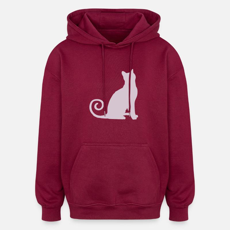 Silhouette de chat - Sweat à capuche oversize unisexe - bordeaux