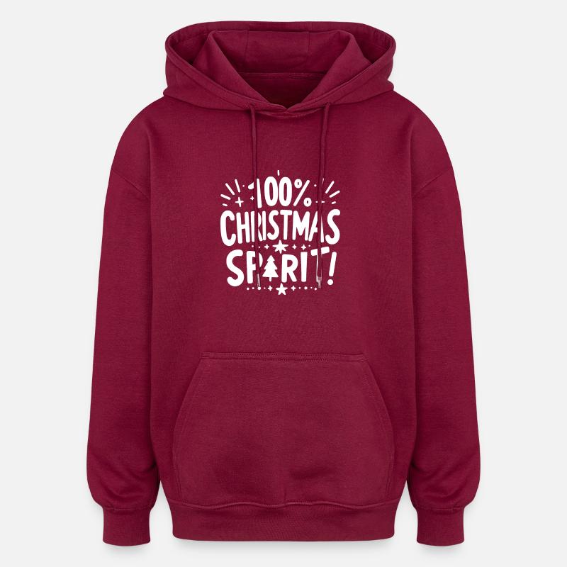 100% de Noël - Sweat à capuche oversize unisexe - bordeaux
