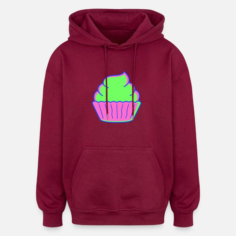 Cupcake - Sweat à capuche oversize unisexe - bordeaux