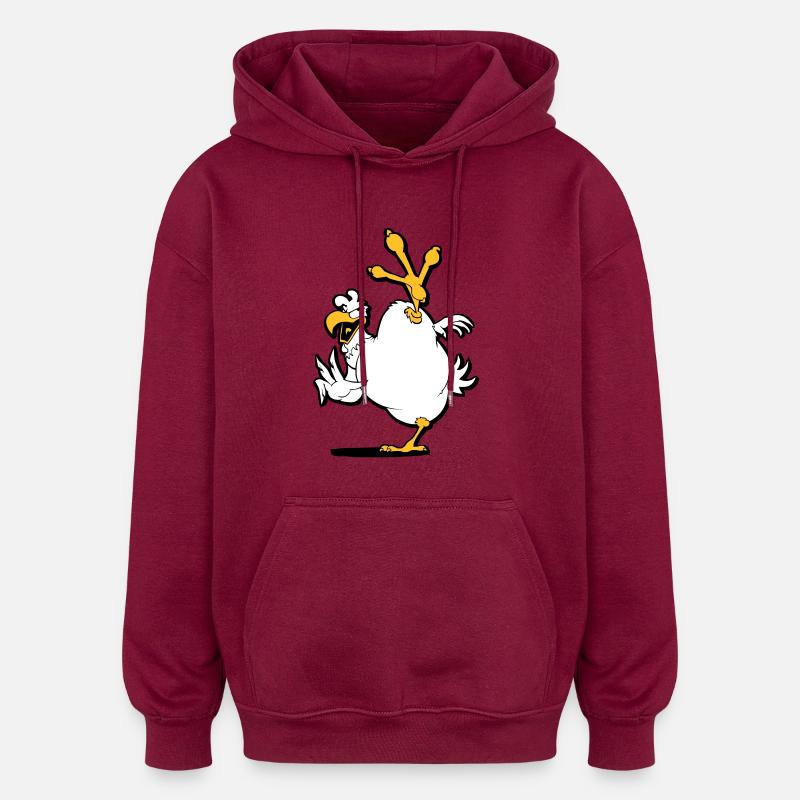 kung_fu_chicken - Sweat à capuche oversize unisexe - bordeaux