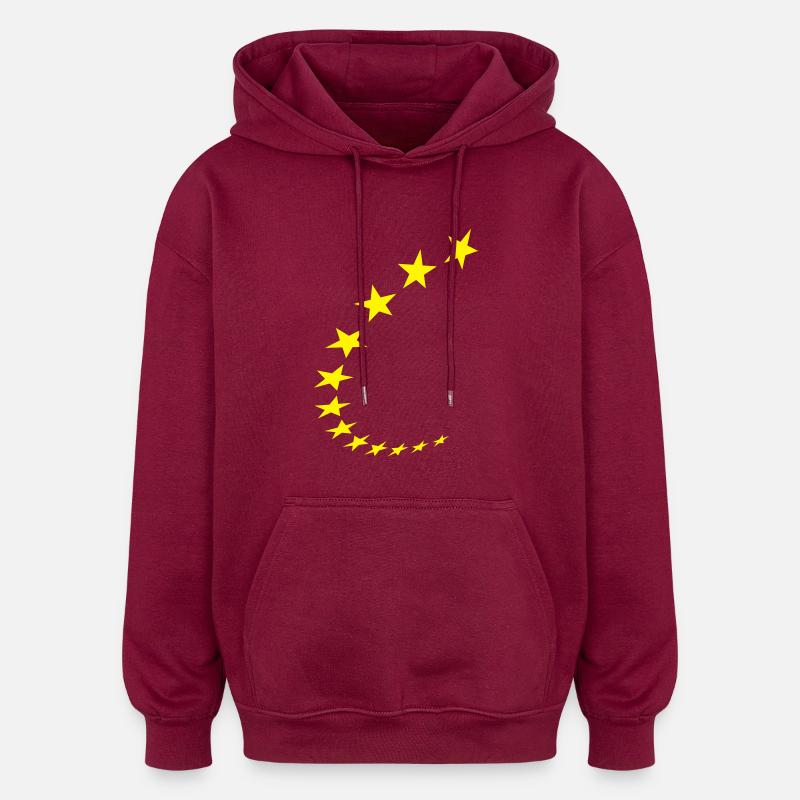 Etoiles - Sweat à capuche oversize unisexe - bordeaux