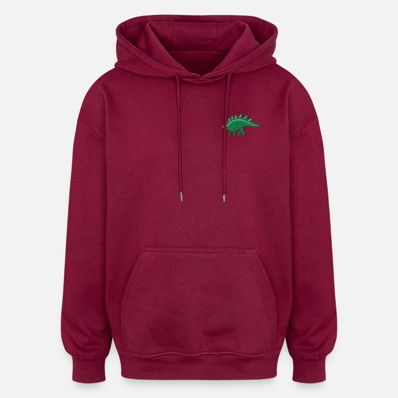 Stegosaurus brodert - Oversized unisex-hettegenser - burgunderrød