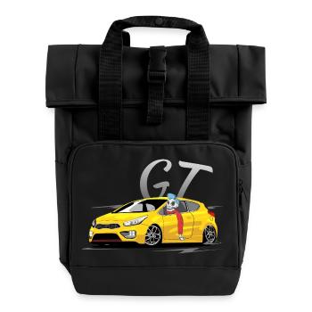 Ceed gt Coupe yellow with driver - Roll Top Backpack with Two Handles - black - Front
