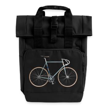 historisches Bahnrad - Rolltop Rucksack mit zwei Griffen - Schwarz - Vorne