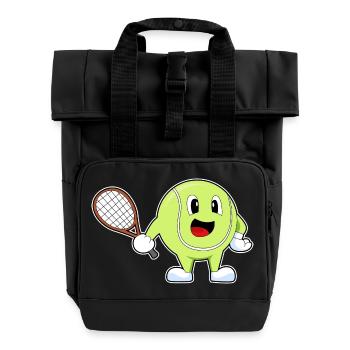 Raquette de tennis balle de tennis - Sac à dos Roll Top à deux anses - noir - Devant
