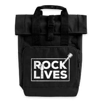 Rock Lives Bold Statement-Design - Rolltop Rucksack mit zwei Griffen - Schwarz - Vorne