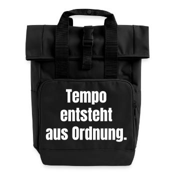 La vitesse naît de l’ordre. - Sac à dos Roll Top à deux anses - noir - Devant