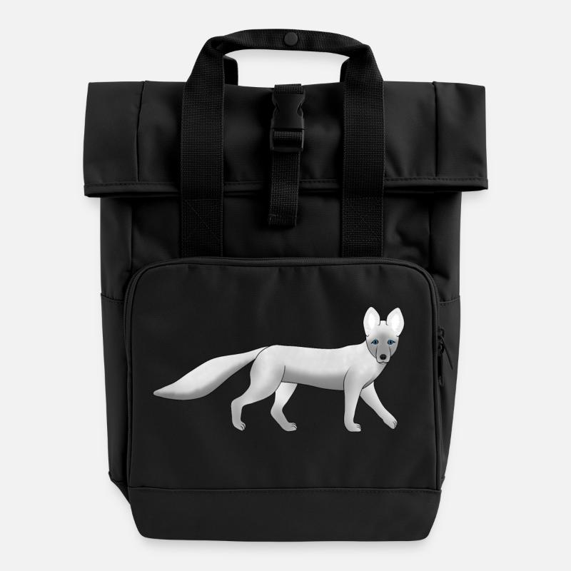 Polarfuchs schaut - Rolltop Rucksack mit zwei Griffen - Schwarz