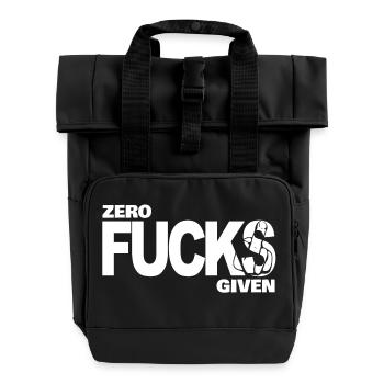 Zero Fucks Given White - Roll Top Backpack with Two Handles - black - Front