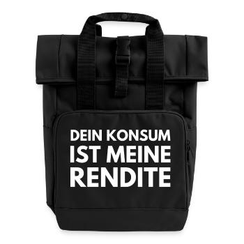 Dein Konsum - Meine Rendite Investor - Rolltop Rucksack mit zwei Griffen - Schwarz - Vorne