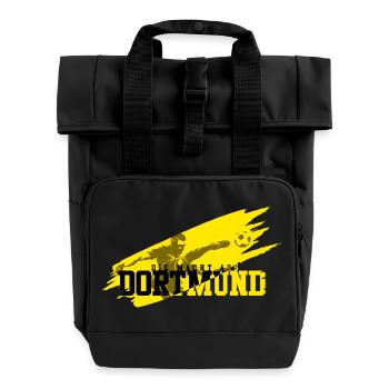 Fussball Dortmund - Rolltop Rucksack mit zwei Griffen - Schwarz - Vorne