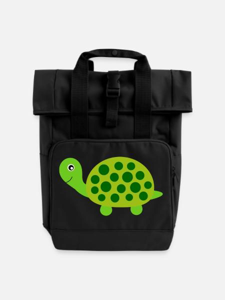 Schildkröten Schildkröten - Rolltop Rucksack mit zwei Griffen - Schwarz