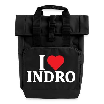 Name T-Shirt Ich liebe Indro T-Shirt Geschenkidee - Rolltop Rucksack mit zwei Griffen - Schwarz - Vorne