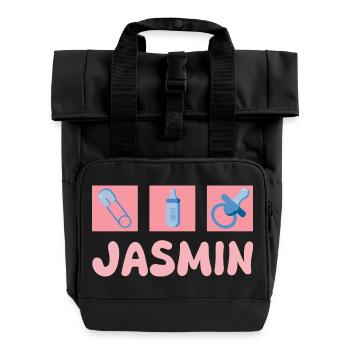 Jasmin als Schnuller - Rolltop Rucksack mit zwei Griffen - Schwarz - Vorne