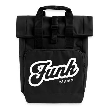 Funk Music Retro Script Logo - Roll Top Backpack with Two Handles - black - Front