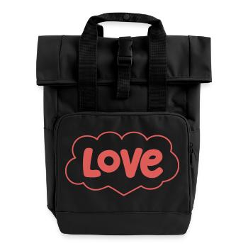 Liebe in Rosy Cloud - Rolltop Rucksack mit zwei Griffen - Schwarz - Vorne