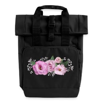 Fleurs Rose - Sac à dos Roll Top à deux anses - noir - Devant