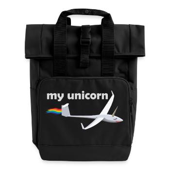 unicorn Segelflieger gleiten Geschenk Einhorn - Rolltop Rucksack mit zwei Griffen - Schwarz - Vorne