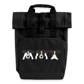 Three dogs - do not see, hear, say - Roll Top Backpack with Two Handles - black - Front