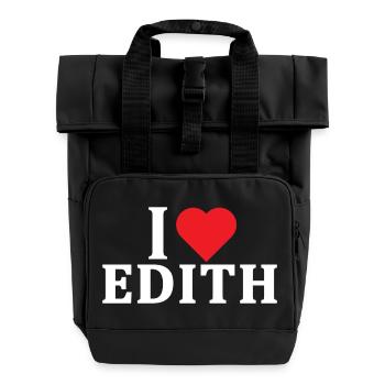 T-Shirt Ich liebe Edith T-Shirt Geschenkidee - Rolltop Rucksack mit zwei Griffen - Schwarz - Vorne