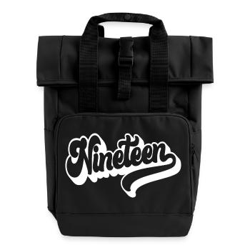 Nineteen 19th Birthday Boys Girls 19 Years Old - Roll Top Backpack with Two Handles - black - Front