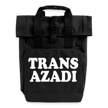 Trans azadi - Roll Top Backpack with Two Handles - black - Front