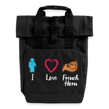 I love French horn - Roll Top Backpack with Two Handles - black - Front