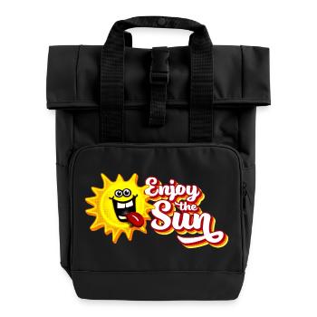 Enjoy the sun / Summer feeling / Retro-Look - Rolltop Rucksack mit zwei Griffen - Schwarz - Vorne