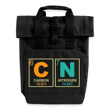 Funny Teacher Science Periodic Table Retro 67 Meme - Roll Top Backpack with Two Handles - black - Front