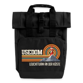 USEDOM LIGHTHOUSE ON THE COAST Fun - Roll Top Backpack with Two Handles - black - Front