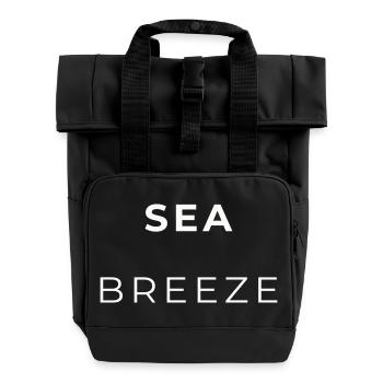 Breeze Navy Minimalistische Typografie - Rolltop Rucksack mit zwei Griffen - Schwarz - Vorne