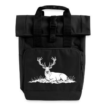 Hirsch - Rolltop Rucksack mit zwei Griffen - Schwarz - Vorne