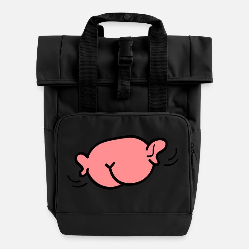 A flying ass with ears. - Roll Top Backpack with Two Handles - black