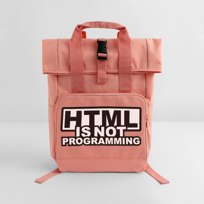 HTML is NOT Programming Rolltop Rucksack mit zwei Griffen