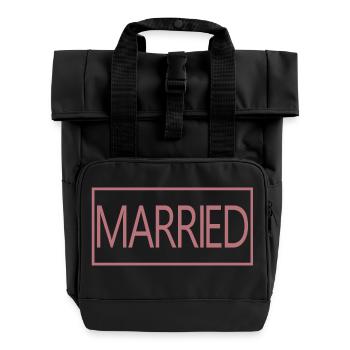 Couple marié assorti Hommes & Femmes Jour de mariage - Sac à dos Roll Top à deux anses - noir - Devant