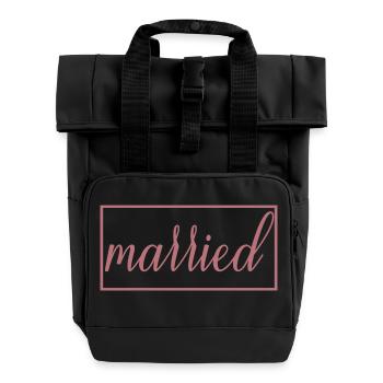 Couple marié assorti Hommes & Femmes Jour de mariage - Sac à dos Roll Top à deux anses - noir - Devant