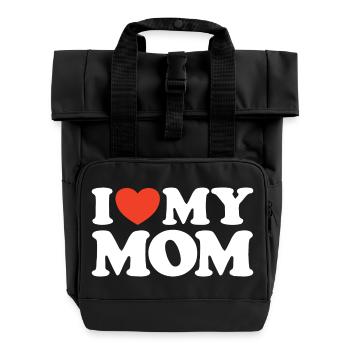 I love my Mom Heart Shirt - Roll Top Backpack with Two Handles - black - Front