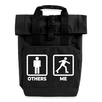 Roller Skater Stick Figure - Roll Top Backpack with Two Handles - black - Front