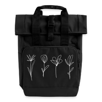 Abstrakte Blumen - Rolltop Rucksack mit zwei Griffen - Schwarz - Vorne