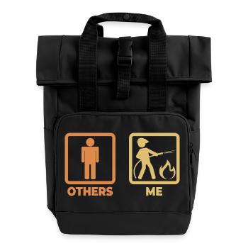 Firefighter Stick Figures - Roll Top Backpack with Two Handles - black - Front