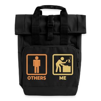 Butcher Stick Figure - Roll Top Backpack with Two Handles - black - Front