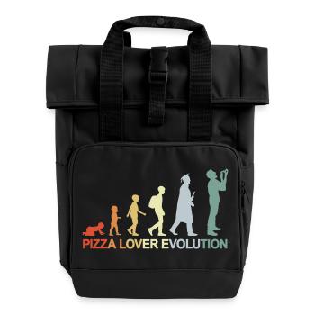 Development of a pizza lover - Roll Top Backpack with Two Handles - black - Front