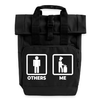 Chef Stick Figure - Roll Top Backpack with Two Handles - black - Front