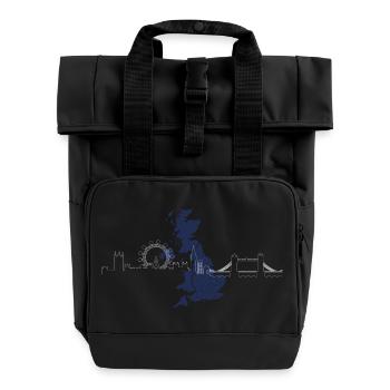 UK Landmarks Silhouette Nightscape - Roll Top Backpack with Two Handles - black - Front
