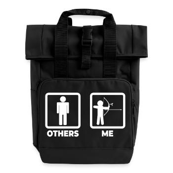 Archery stick figures - Roll Top Backpack with Two Handles - black - Front