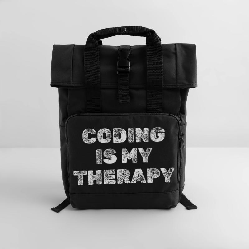 Coding Is My Therapy Programmierer Shirt Rolltop Rucksack mit zwei Griffen