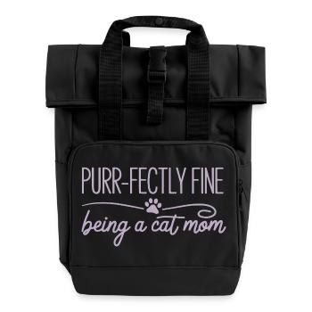 Purr Fectly Fine Being A Cat Mom Katzenmama - Roll Top Backpack with Two Handles - black - Front