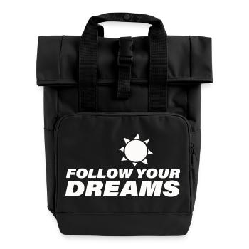 FOLLOW YOUR DREAMS - Rolltop Rucksack mit zwei Griffen - Schwarz - Vorne