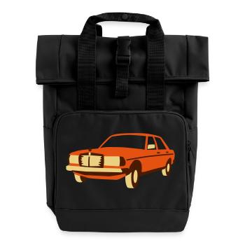 W123 Oldtimer - Rolltop Rucksack mit zwei Griffen - Schwarz - Vorne